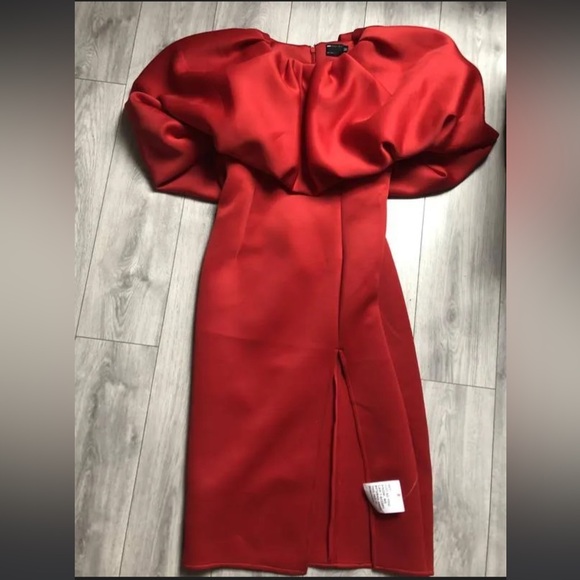 Asos design bubble pencil midi dress with split in red #Cybermondaysale - Picture 13 of 16